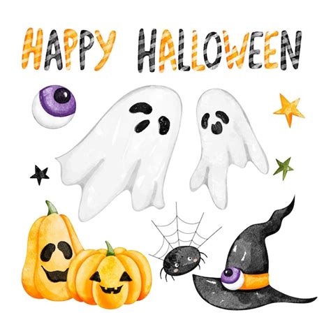 Premium Vector Watercolor Illustration Set Of Halloween Clipart