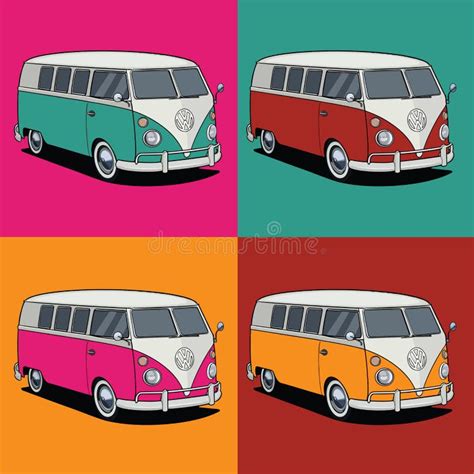 VW Camper Van Pop Art Andy Warhol Style Glossy Vector Illustration ...