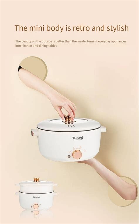 Deroma SP100 Steamboat Hot Pot Non Stick Electric Frying Boiling Pot Multi Functional 3L Cooking