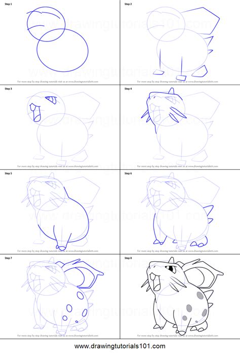 How To Draw Nidoran Female From Pokemon Printable Step By Step Drawing