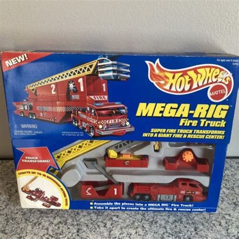 Vintage Hot Wheels Mega Rig Fire Truck Playset Mattel New Sealed