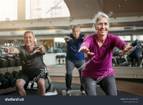 Mature Group Woman Squat Exercise Gym Stock Photo 2472681905 Shutterstock