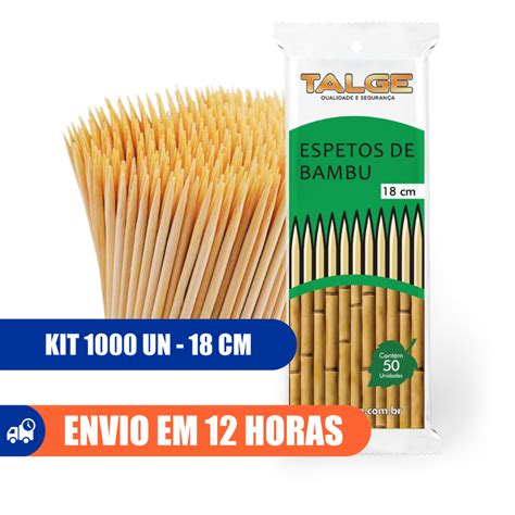 Espeto De Bambu Kit 1000un Para Churrasco Artesanato Petiscos 18cm