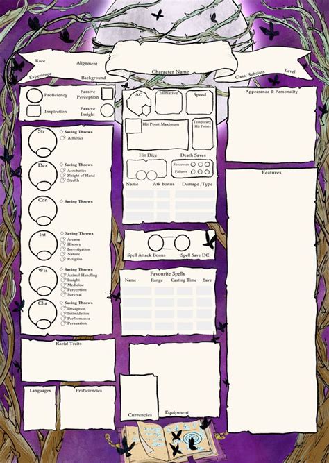 Lunar Fey Dnd Character Sheet Pdf 5e Character Sheet Druid Dnd