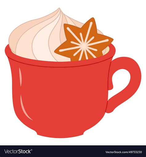 Cute Festive Red Mug Hot Chocolate Royalty Free Vector Image