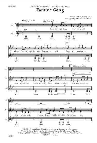 Famine Song Jw Pepper Sheet Music