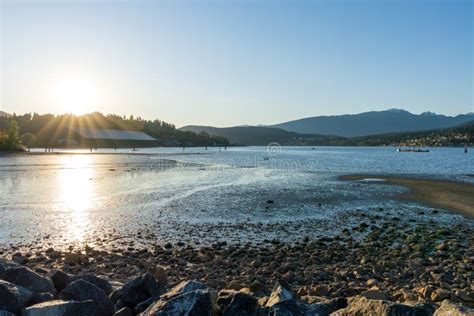 Burrard Inlet Shore during Sunset Time. Rocky Point Park, Port Moody ...