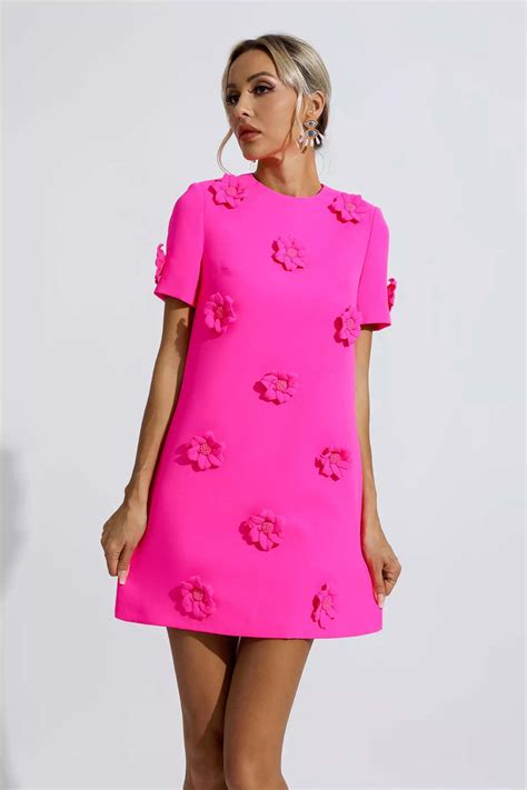 Jacquard Dress Mini Dress Pink Dress