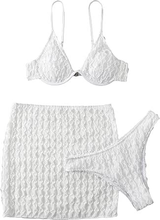 Amazon SOLY HUX Conjunto de bikini para mujer traje de baño de 3 piezas con aros y falda