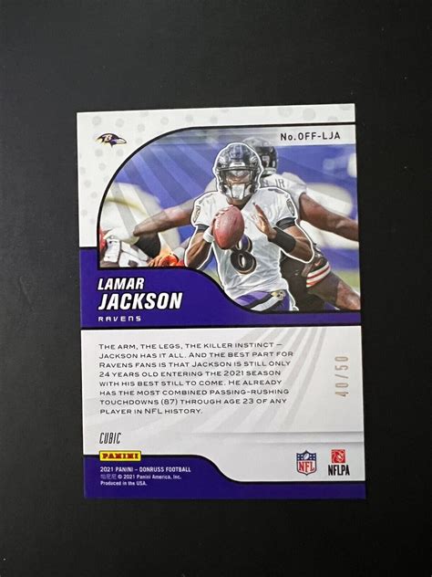 2021 Panini Donruss Lamar Jackson Liftoff OFF LJA Baltimore Ravens D