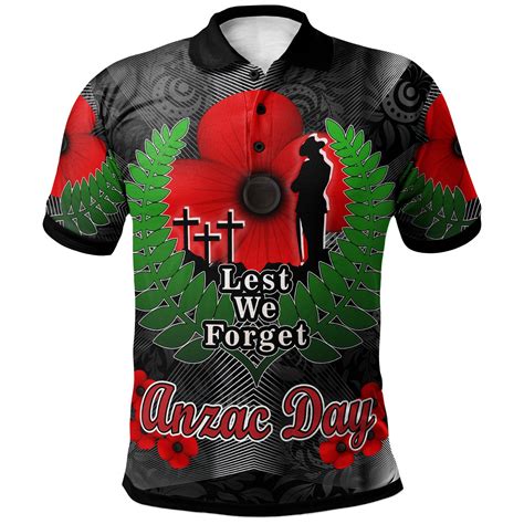 New Zealand Anzac Day Polo Shirt Anzac Day Lest We Forget Low Poly