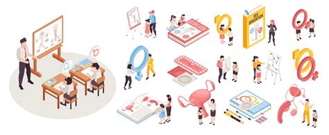 Sex Education Isometric Set Royalty Free Vector Image