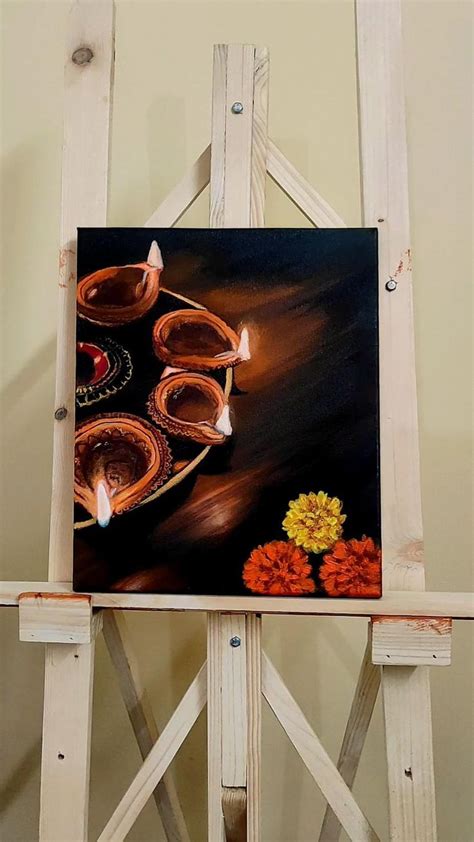 diya acrylic painting  diwali