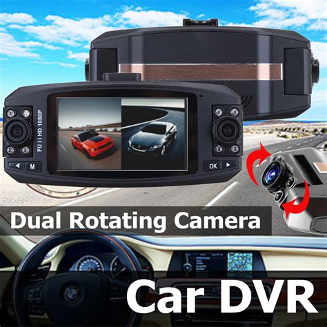 Fhd 1080p Dual Lens Auto Car Dvr Camera Rotating Dash Cam Vehicle Video