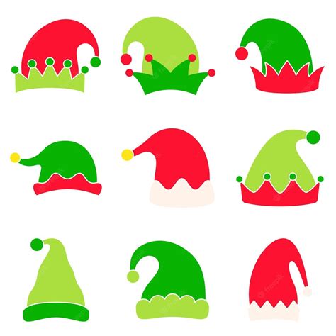 Premium Vector Set Of Elf Hat Isolated On White Background Nel 2024