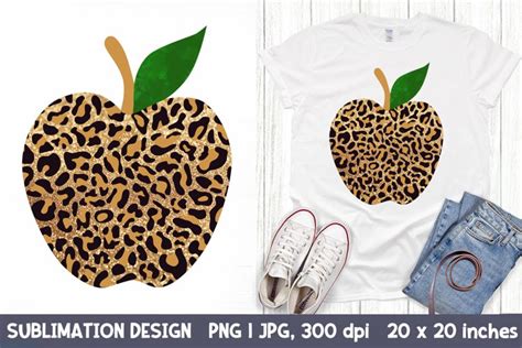 Teacher Apple Png Leopard Apple Sublimation Design