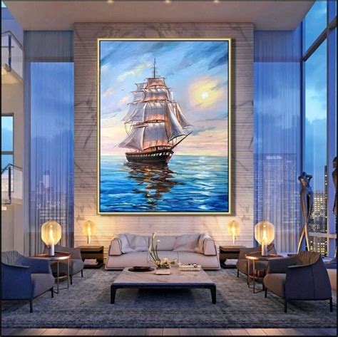 Большие картины Парусник Морской пейзаж картина маслом в интернет ...