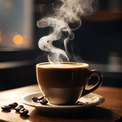 Premium AI Image A Cup Of Coffee With Steam Rising From The Surface