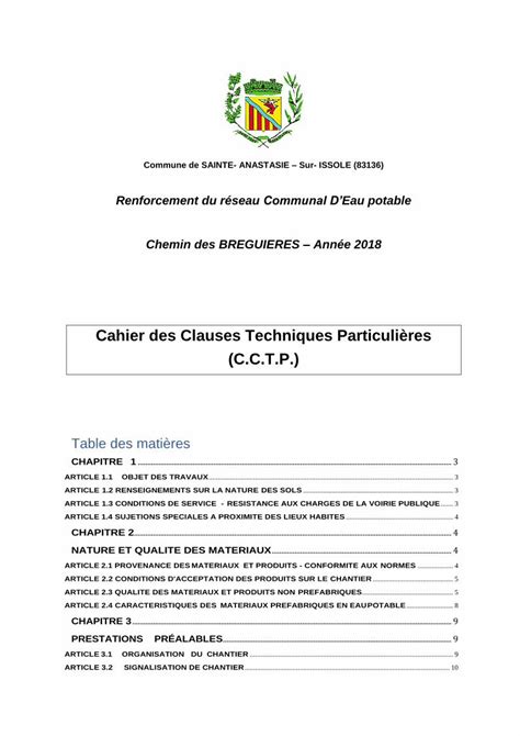 PDF Cahier des Clauses Techniques Particulières C C T P CHAPITRE