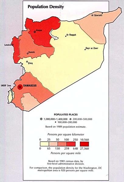 Syria Population Density Map - Syria • mappery