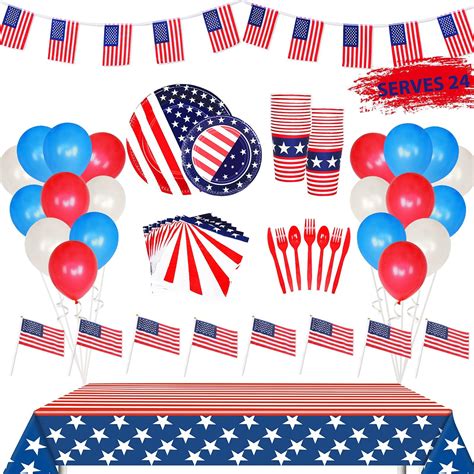 4th Of July Decorations Red White Blue Confetti Balloons