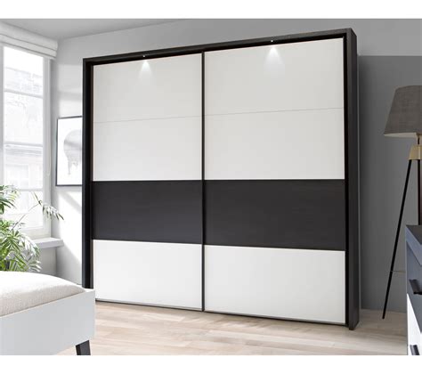 Armoire Portes Coulissantes L Cm Ricciano Blanc Et Noir Armoire But