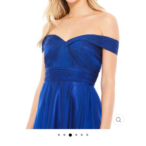 Mac Duggal Off The Shoulder Sapphire Gem