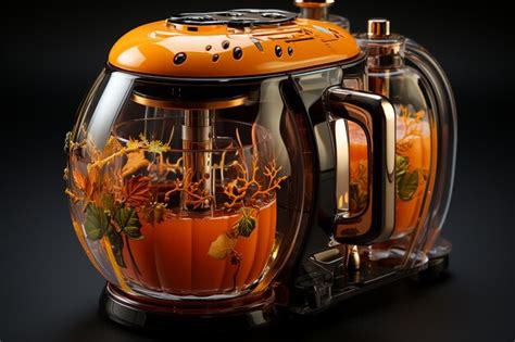 Premium Ai Image 3d Rendered Pumpkin Drink With Electric Glow