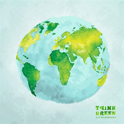 Globe Watercolor Eco Concept Stock Vector Image By Annyart