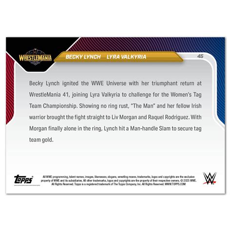 Becky Lynch/Lyra Valkyria - 2025 WWE Topps NOW® - Card 45 - PR: 1408
