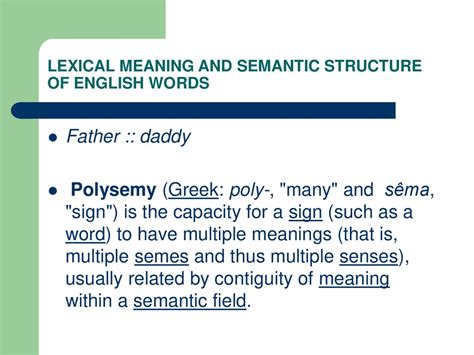 Lexical meaning and semantic structure of english words. Lecture 3 ...