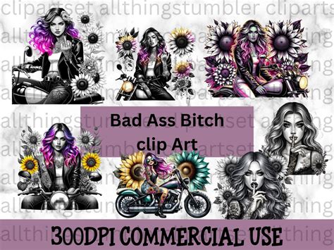 Bad Ass Bitch Clip Art Girl With Tattoos Art Commercial Use Clip Art