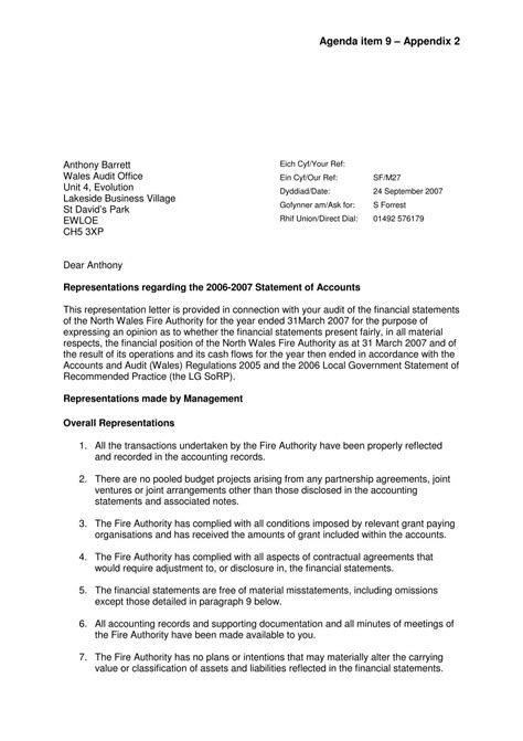 Letter Of Representation