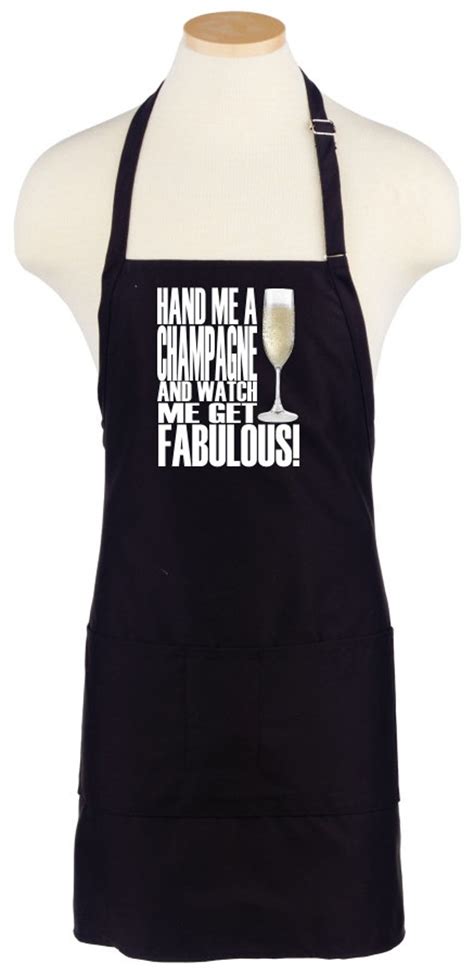 Champagne Themed Bib Kitchen Apron Original Design Cotton Etsy