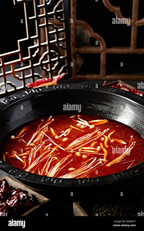 Sichuan And Chongqing Hot Pot Soup Base Mushroom Tomato Soup Stock Photo Alamy