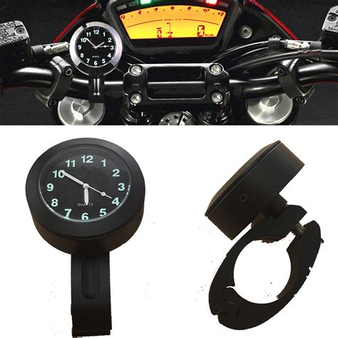 Universal Motorcycle Black 7/8" 1" Handlebar Digital Clock Waterproof Aluminum