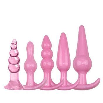 Kit 5 Plug Anal Estimulante Texturas Diversas Silicone Conforto Dilatador Plug Sexual