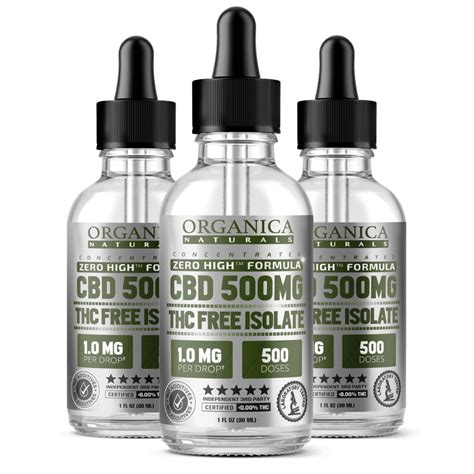 Zero High Concentrated Cbd Oil Isolate Tincture Thc Free 500mg