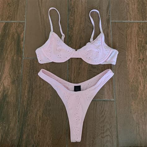 Boutine La Bikini Pink Eyelet Underwire Bikini Depop
