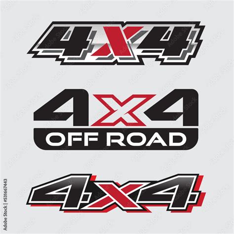 4x4 Logo For 4 Wheel Drive Truck And Car Graphic Vector Design For