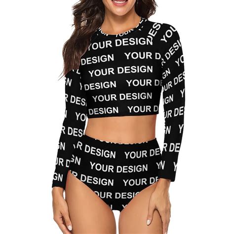 Add Design Customized Bikini Swimsuit Sexy Custom Made Your Image Long Sleeve Bikini Set Female