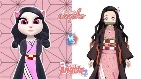 Nezuko Kamado Makeover 🤍♥️ New Update My Talking Angela 2 Cosplay Youtube