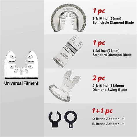 EZARC 4Pc Diamond Oscillating Tool Blade Set Multi Tool Mortar Cutting