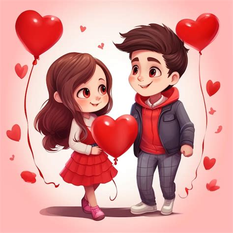 Conjunto De Parejas De Dibujos Animados Felices Enamoradas En Varias