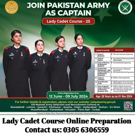 Join Pak Army As Captain Through Lady Cadet Course Lcc