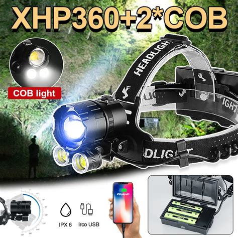 Super XHP360 Powerful Headlamp Rechargeable Led Headlight 18650 High