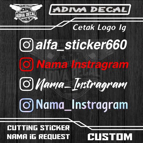 Jual Cutting Sticker Nama Instagram Bebas Custom Bebas Request Nama