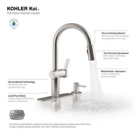 KOHLER Koi Vibrant Stainless Single Handle Pull-down Kitchen Faucet