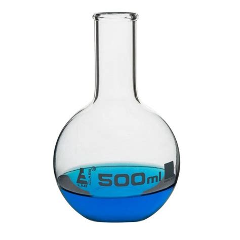 Eisco Boiling Flask 500ml Borosilicate Glass Flat Bottom Narrow