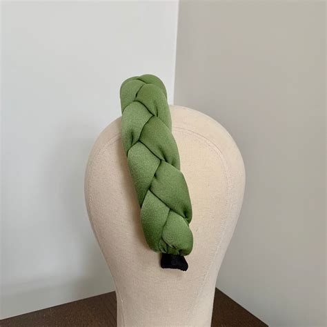 The Raphael Chunky Voluminous Braid Headband In Sage Green Etsy